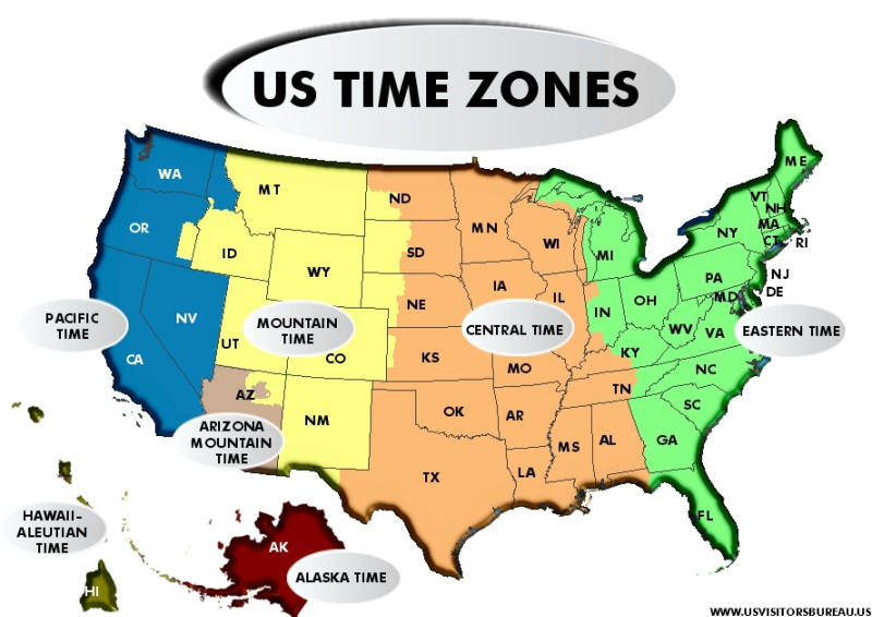 Printable Time Zone Map